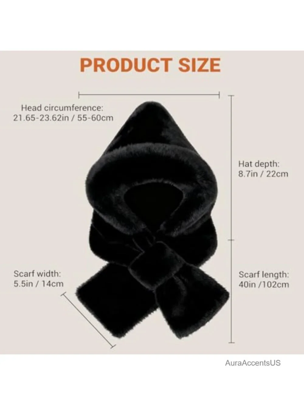 2-in-1 Hooded Scarf Hat Set for Women, Plush Fuzzy Warm Winter